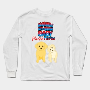 Adorable Newborn Baby Playful Puppies Long Sleeve T-Shirt